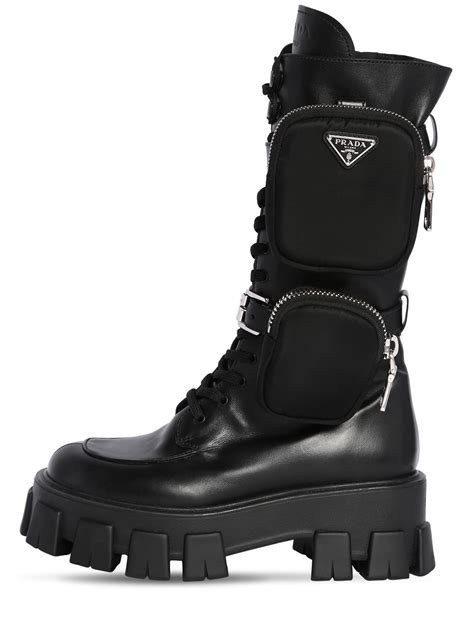 prada monolith boots tall|prada leather boots with pouch.